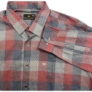 French Crown Long Sleeve Red Blue Plaid Shirt Mens Size 48 XXL